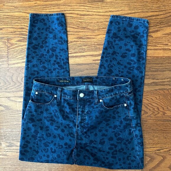Talbots Slim Ankle Jeans Alluring Animal Leopard Print Size 8 with Stretch Denim - Picture 11 of 13